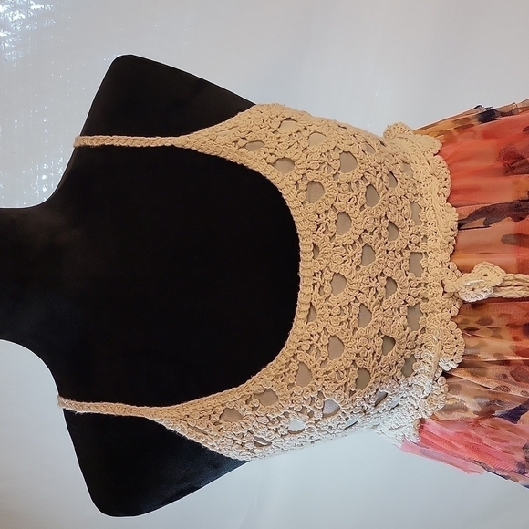 RUFFLED Crochet Multi-Color Dress S Small - Picture 2 of 13